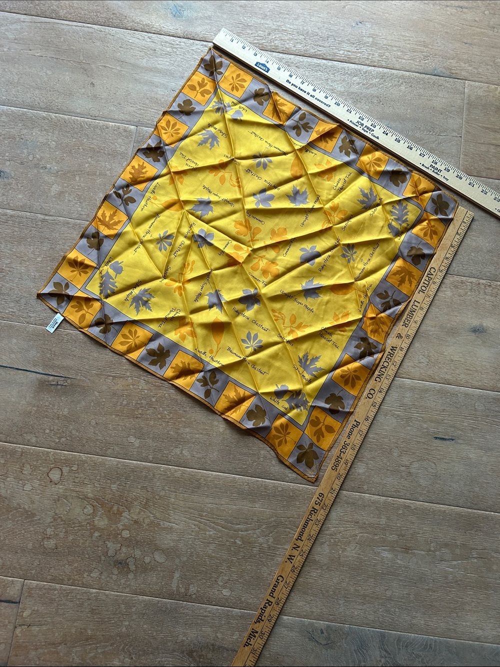 Vera Yellow and Brown Floral Square Scarf